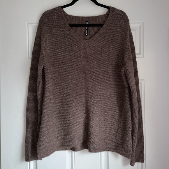 Kuhl Makenna Brown Merino Wool Blend V-Neck Long Sleeve Sweater Size m Medium - Picture 4 of 5